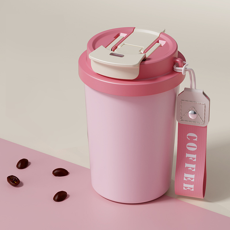 高顏值316不銹鋼保溫咖啡杯 400ml|一杯三飲+便攜提繩 - Image 3