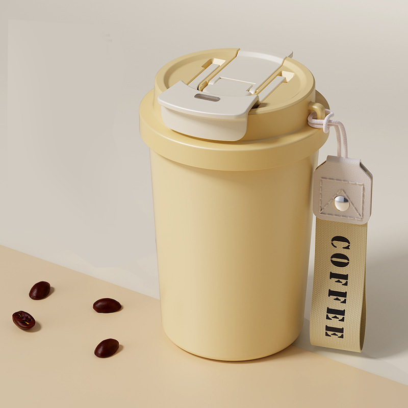 高顏值316不銹鋼保溫咖啡杯 400ml|一杯三飲+便攜提繩 - Image 4