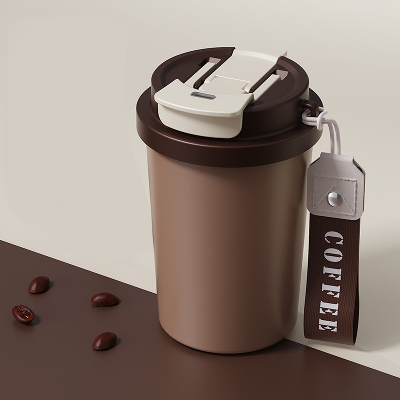 高顏值316不銹鋼保溫咖啡杯 400ml|一杯三飲+便攜提繩 - Image 5