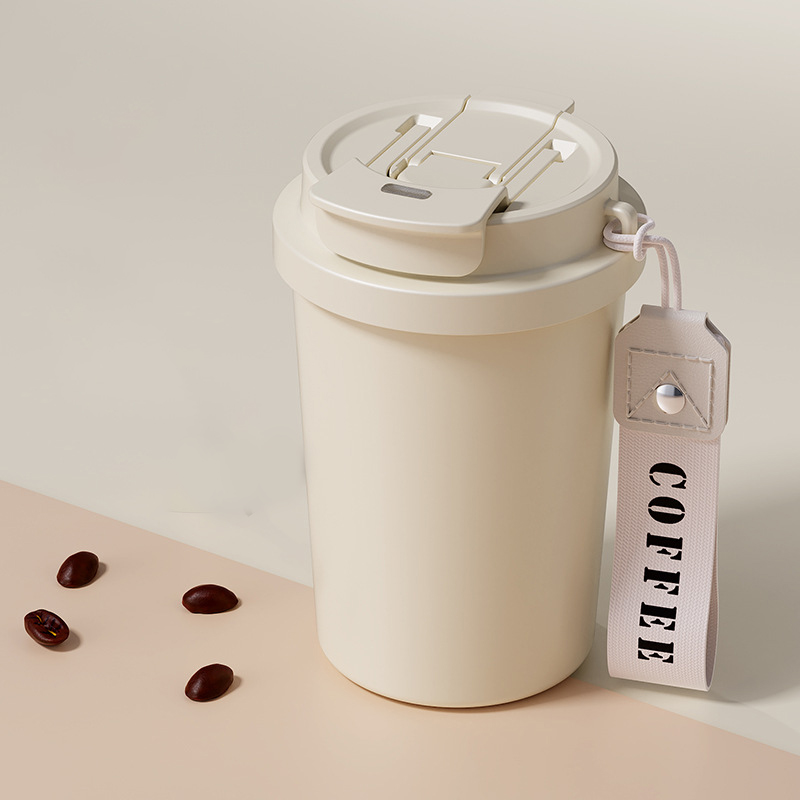 高顏值316不銹鋼保溫咖啡杯 400ml|一杯三飲+便攜提繩 - Image 6
