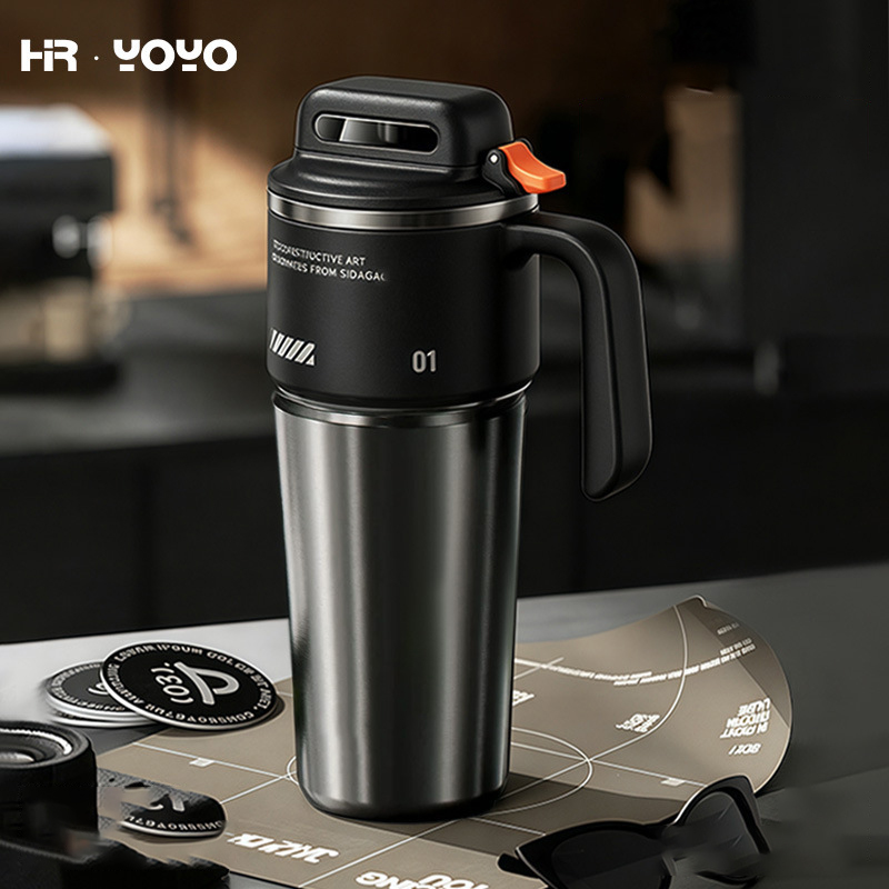 HR·YOYO 1000ml賽博風保溫杯 SUS304不銹鋼內膽|一鍵開蓋 運動辦公適用 - Image 5