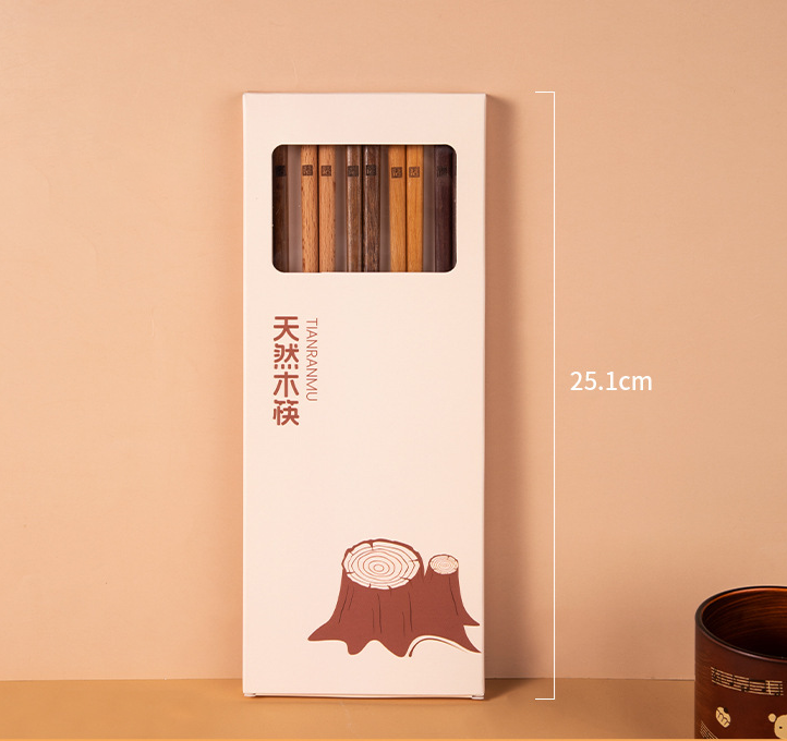 五福原木筷子 5雙/盒 1盒/2盒 - Image 2