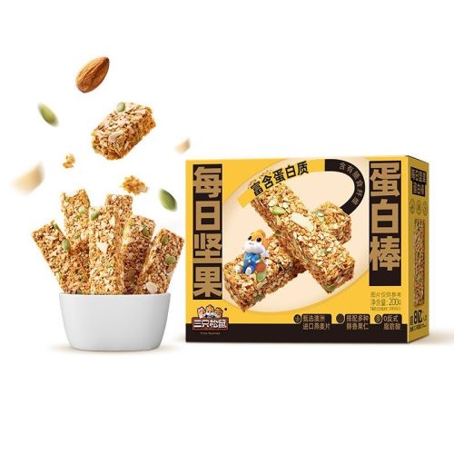 三隻松鼠 每日堅果蛋白棒 200g/盒｜酥脆高蛋白膳食纖維健康小食