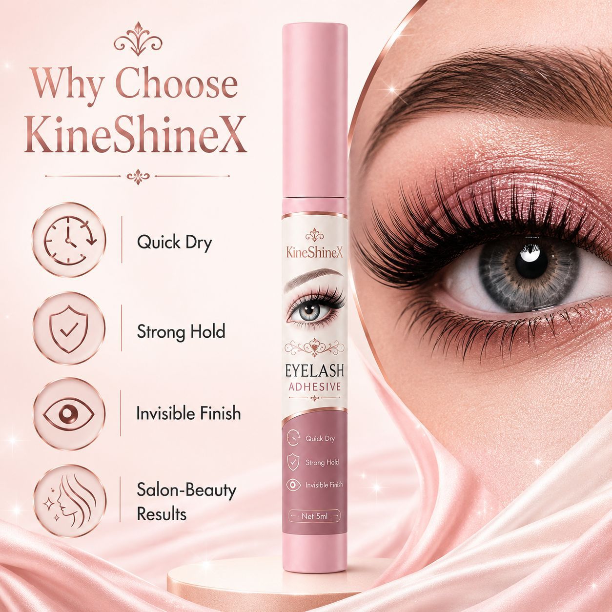 KineShineX 假睫毛專用膠水|快乾強力黏合 隱形無痕 - Image 3