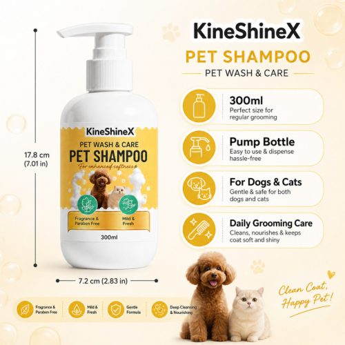 KineShineX 寵物香波 300ml|貓狗通用溫和潔淨 柔軟護毛沐浴露