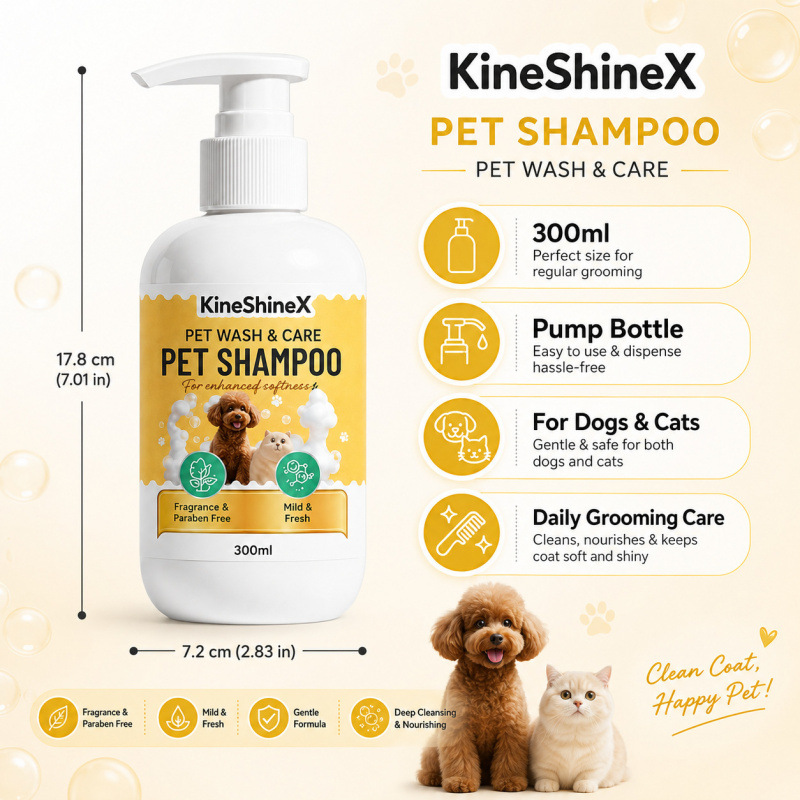 KineShineX 寵物香波 300ml|貓狗通用溫和潔淨 柔軟護毛沐浴露