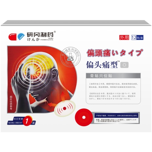 研岡製藥偏頭痛型穴位貼 12貼/盒 1盒/2盒/3盒