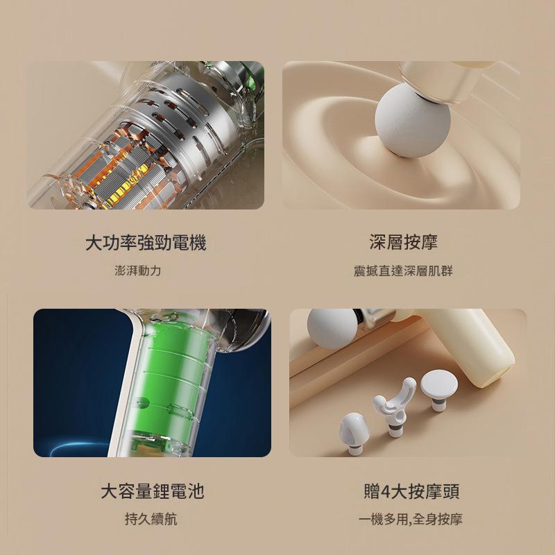 女生用突點多紋Mini筋膜槍|附4款按摩頭 運動後舒緩肌肉酸痛 - Image 7