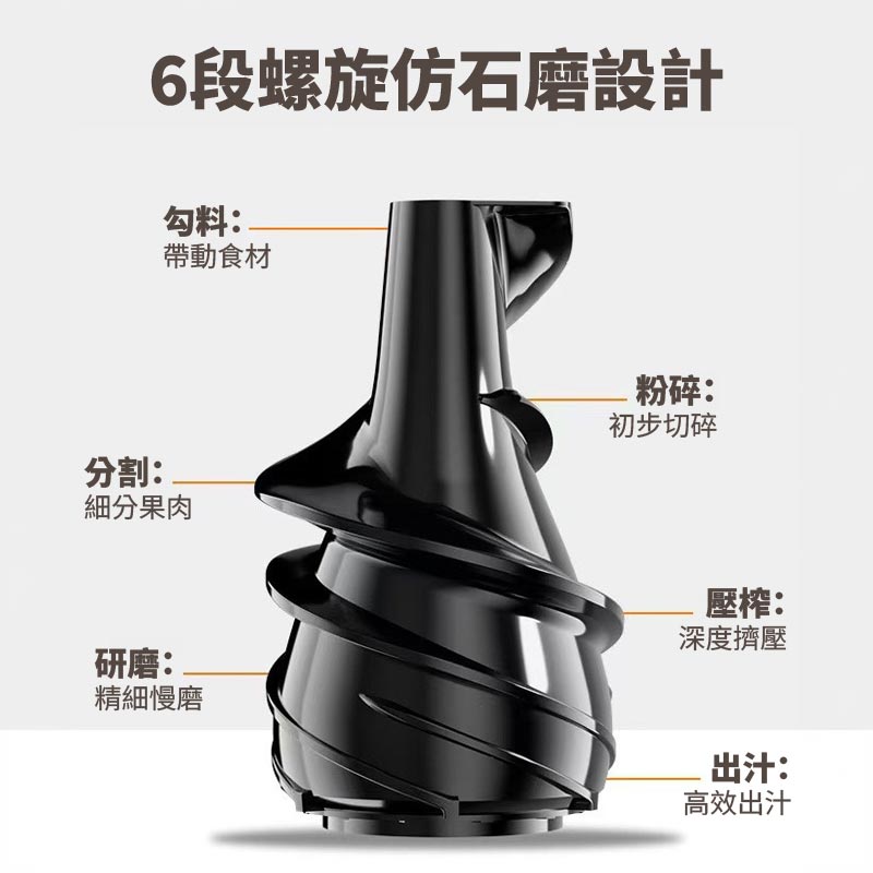 初榨の詩 冷壓慢速榨汁機 SL-5|6段螺旋仿石磨設計 保留營養 - Image 4