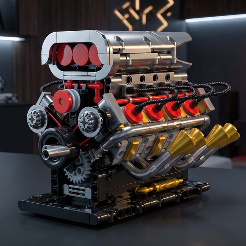 V8引擎多組件電動模型|模擬機械結構 桌面擺設 - Image 2
