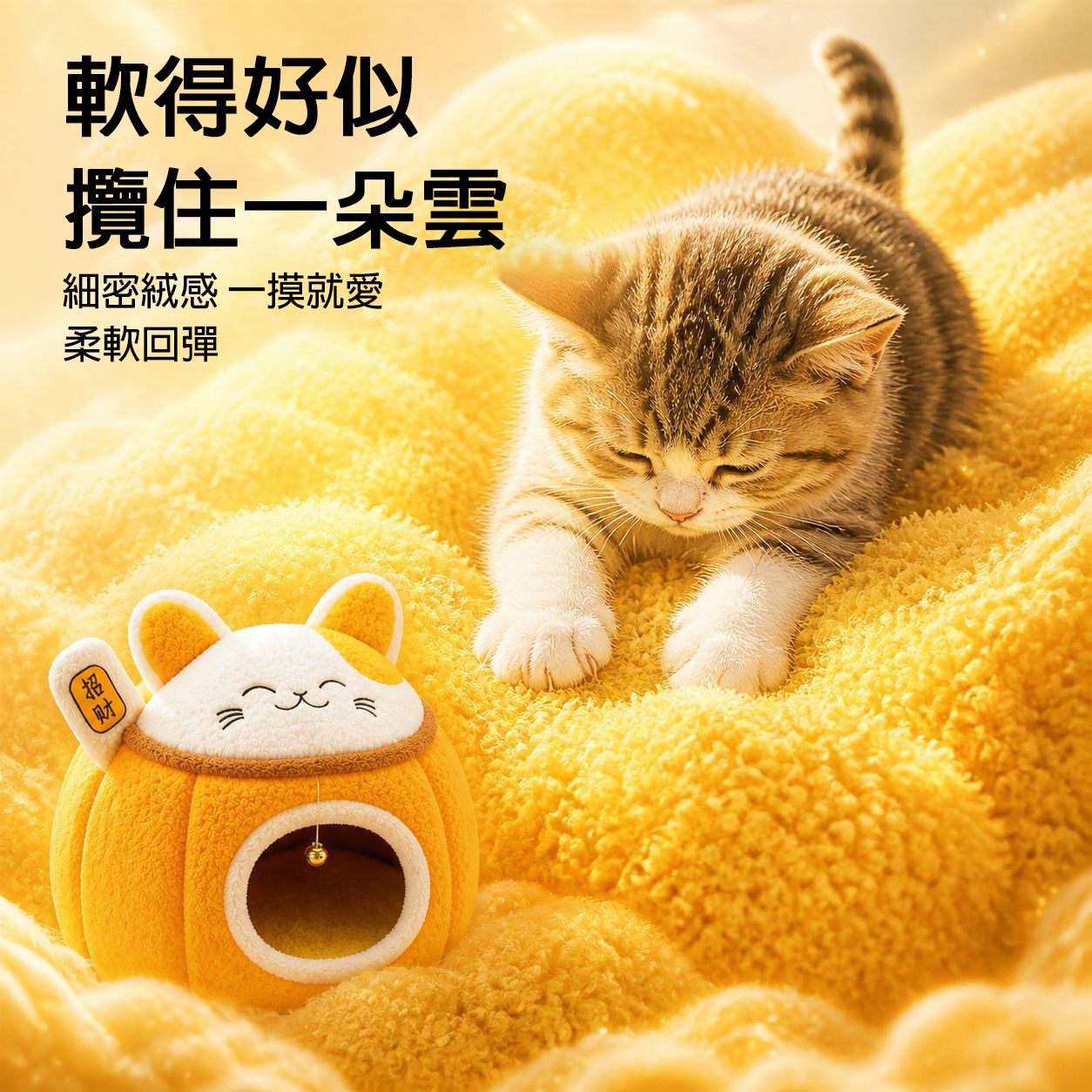 招財貓造型半封閉貓窩 加絨加厚保暖 三色可選|四季舒適貓咪小屋 - Image 6