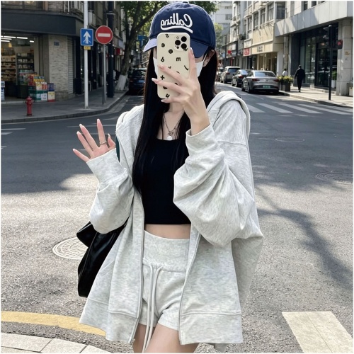 美式復古開胸連帽衛衣