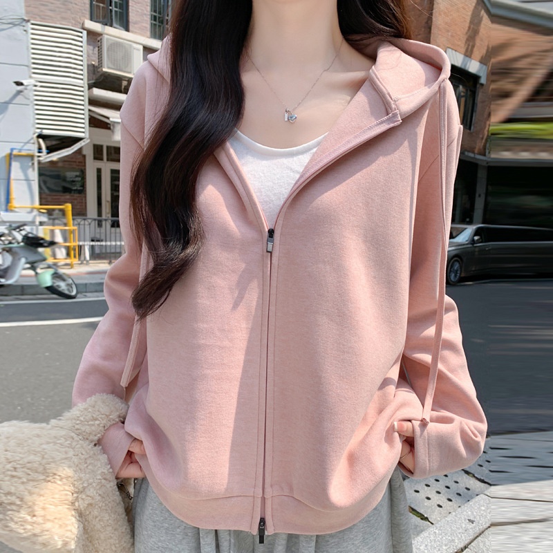 雙拉鏈連帽開衫外套女裝秋冬款 - Image 8