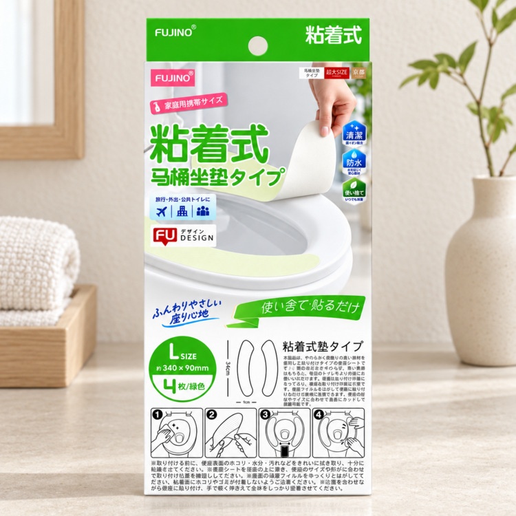 FUJINO 四季通用自黏式馬桶坐墊 3盒/5盒